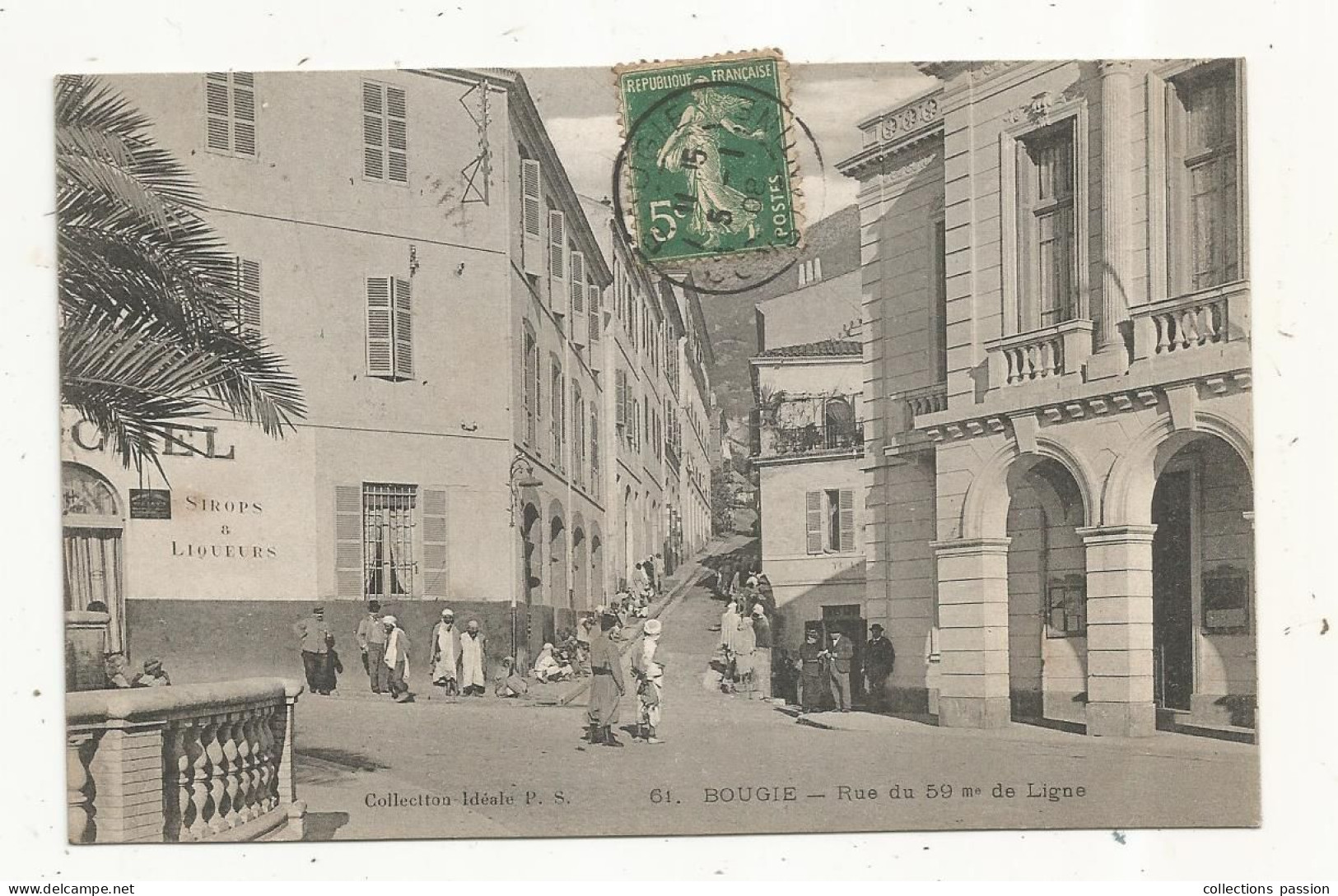 Cp, ALGERIE, BOUGIE, BEJAIA, Rue Du 59 éme De Ligne, Voyagée 1908 - Bejaia (Bougie)