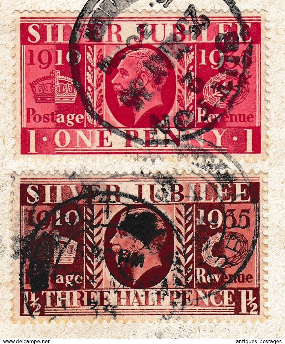 Lettre 1935 Sutton London Surrey Bern Switzerland Hans Trepp Stamp King George V Silver Jubilee