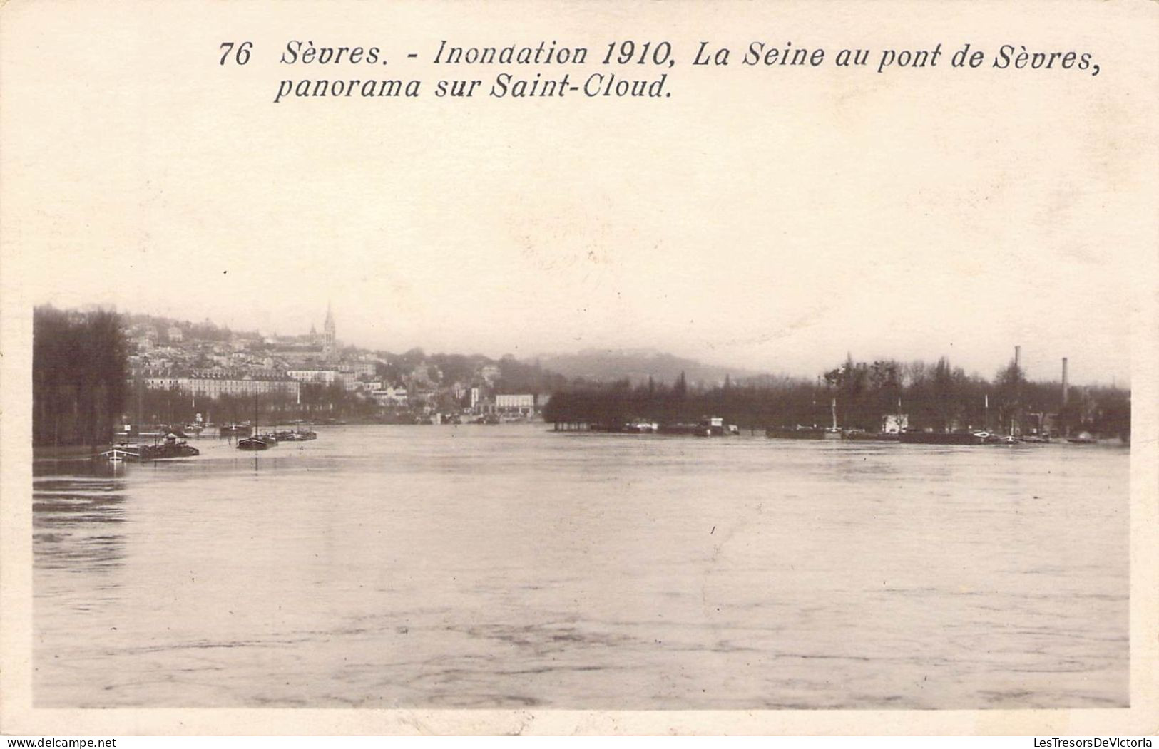 FRANCE - 92 - SEVRES - Inondation 1910 - La Seine Au Pont De Sèvres - Panorama Sur Saint Cloud - Carte Postale Ancienne - Sevres