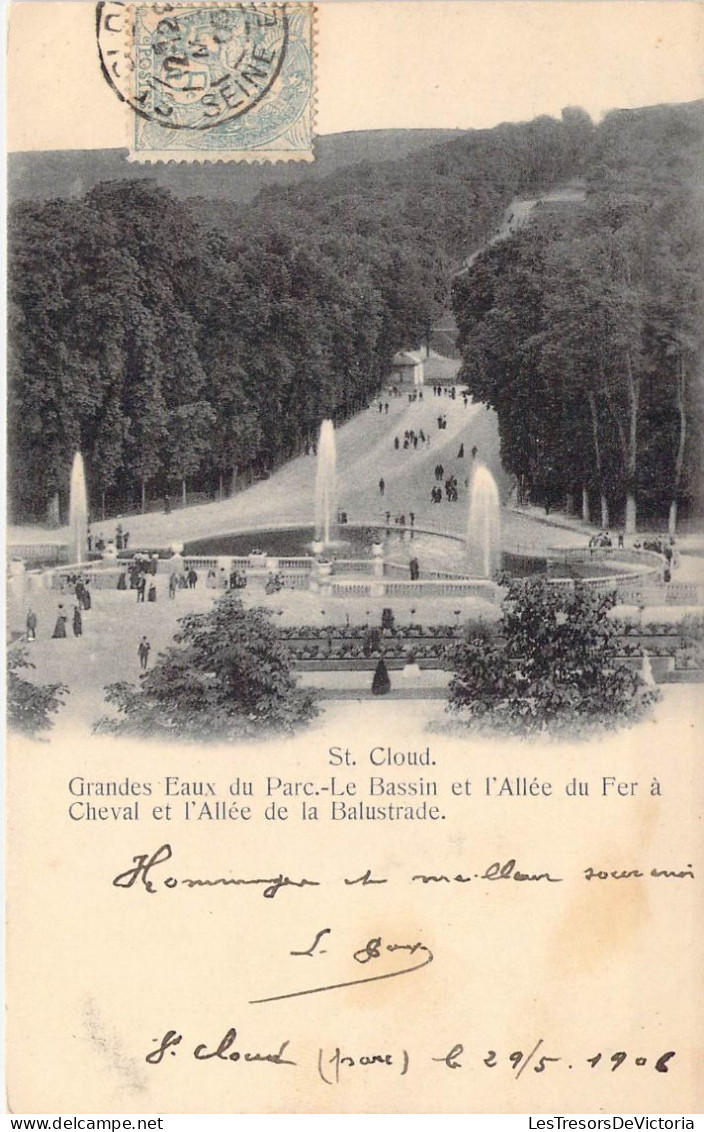 FRANCE - 92 - ST CLOUD - Grandes Eaux Du Parc Le Bassin Et L'allée Du Fer à Cheval Et L'allée ..- Carte Postale Ancienne - Saint Cloud