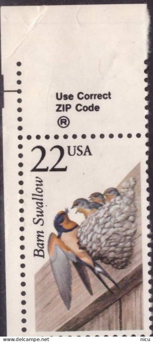 1987 - NORTH AMERICAN WILDLIFE - BARN SWALLOW - Unused Stamps