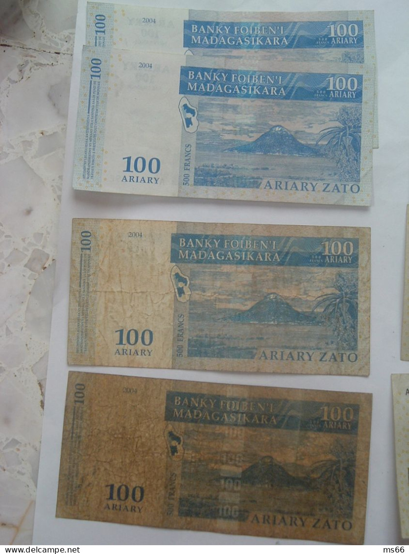 lot 10 BILLETS BANQUE MADAGASCAR, francs 1994 et Ariary malgache 2004, Afrique Océanie Monnaie