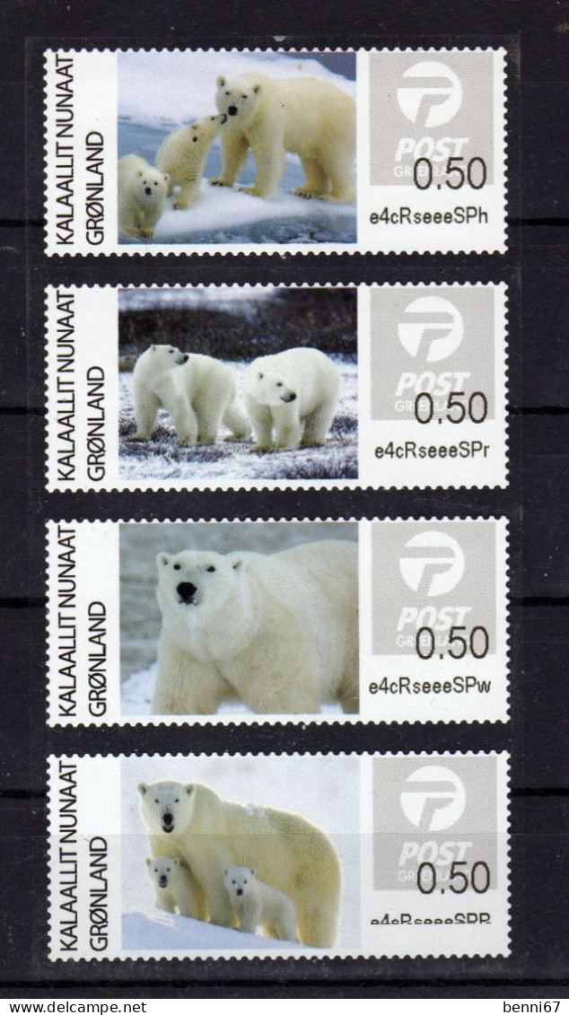 GROENLAND Greenland 2019 4 Val. Adhesive Ours Polaire Polarbear MNH ** - Timbres De Distributeurs