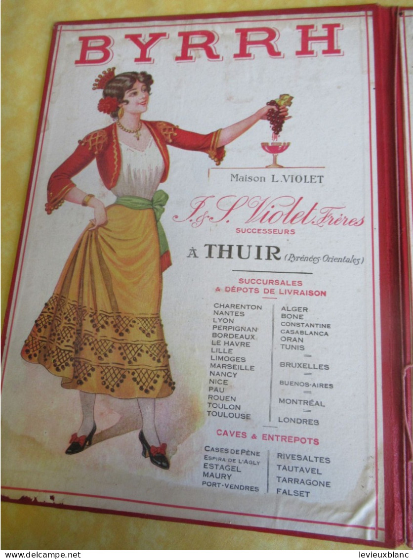 Porte-Menu Carton Publicitaire/ BYRRH/ Vin Généreux Au Quinquina/Maison L VIOLET/THUIR ( P O )/vers 1910-1950    BFPP273 - Boîtes