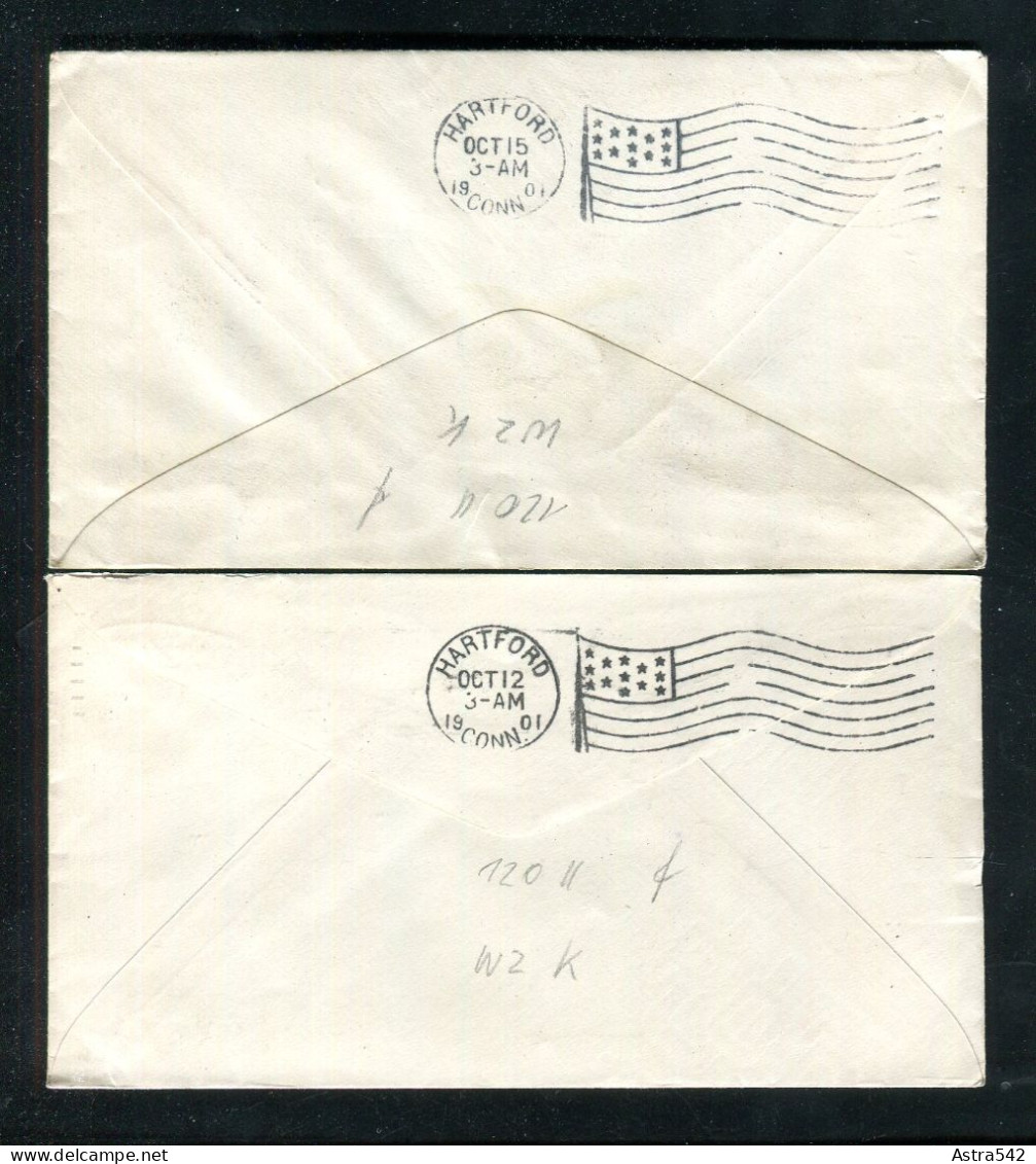 "USA" 1901, 2 Ganzsachenumschlaege Ex N.Y. Nach Hartford (13300) - ...-1900