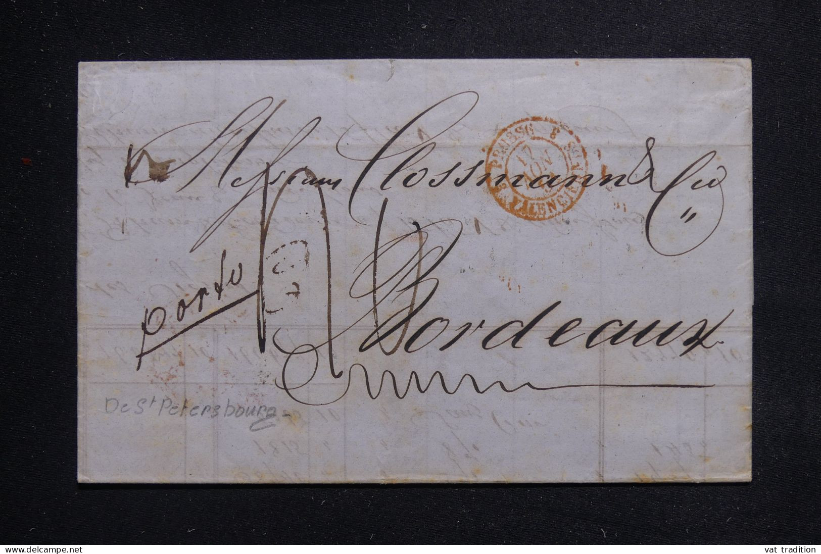 RUSSIE - Lettre De St Petersbourg Pour La France En 1851, Voir Cachets Recto Et Verso  - L 143874 - ...-1857 Prefilatelia