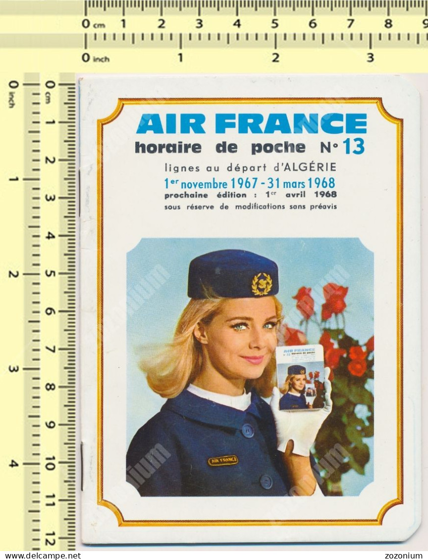 Air France Horaire De Poche 1968 N°13 Lignes Au Départ D'Algerie - Europa