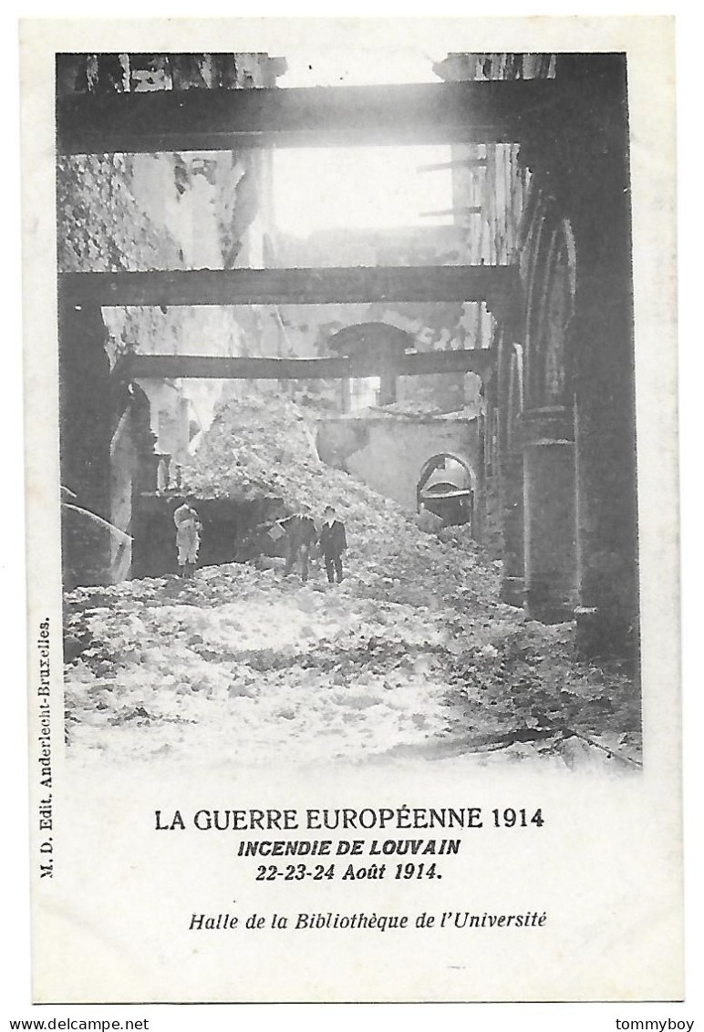 CPA Louvain, La Guerre Européenne 1914, Halle De Bibliothèque De L'Université - Leuven