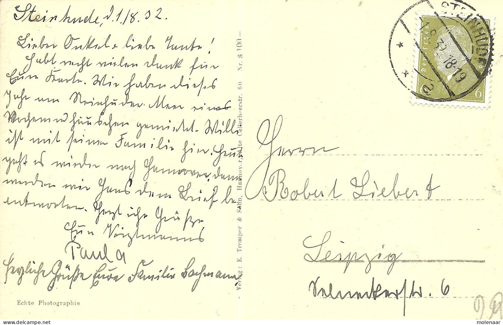 Duitsland > Nedersaksen Postkaart  "Abend Am Steinhudersee" Gebruikt 01-08-1932 Steinhude (11024) - Steinhude