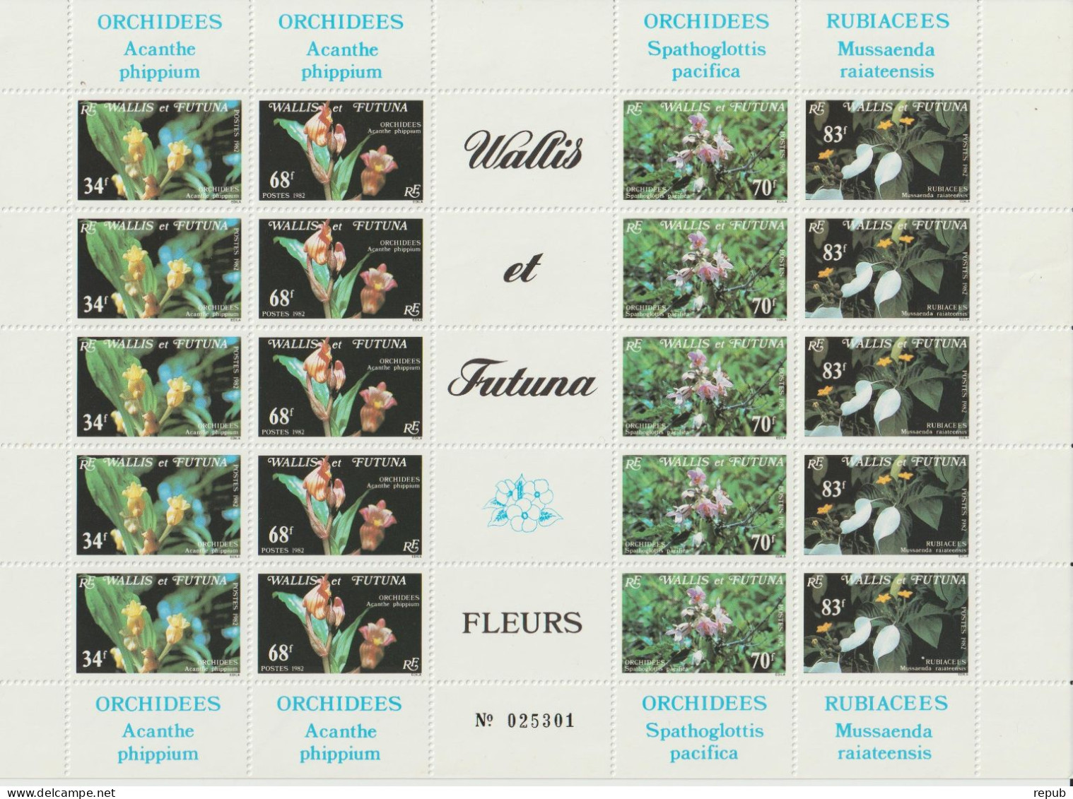 Wallis Et Futuna 1982 Flore Orchidées Et Rubiacées 286-289 En Feuille ** MNH - Unused Stamps