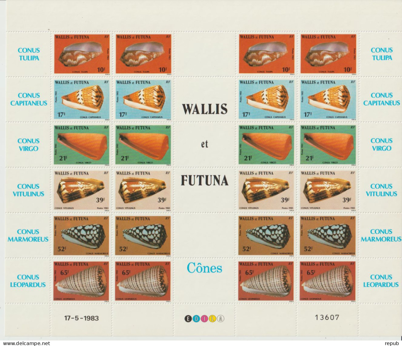 Wallis Et Futuna 1983 Coquillages 306-311 En Feuille ** MNH - Unused Stamps