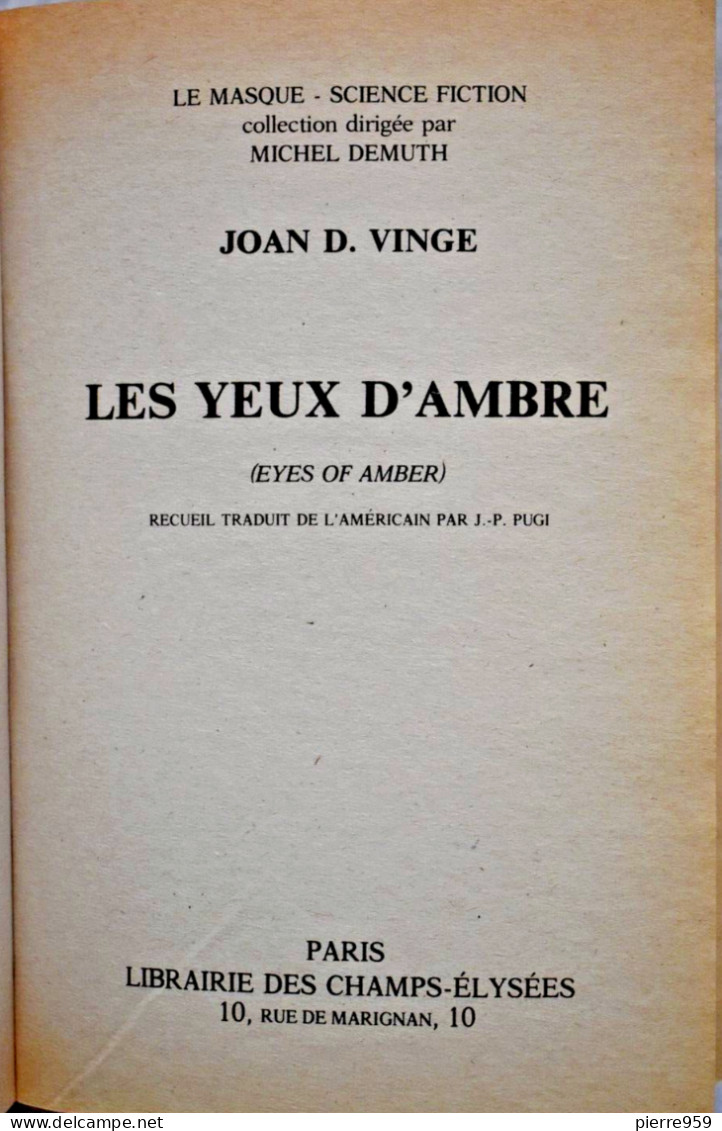 Les Yeux D’ambre - Joan D. Vinge - Le Masque SF