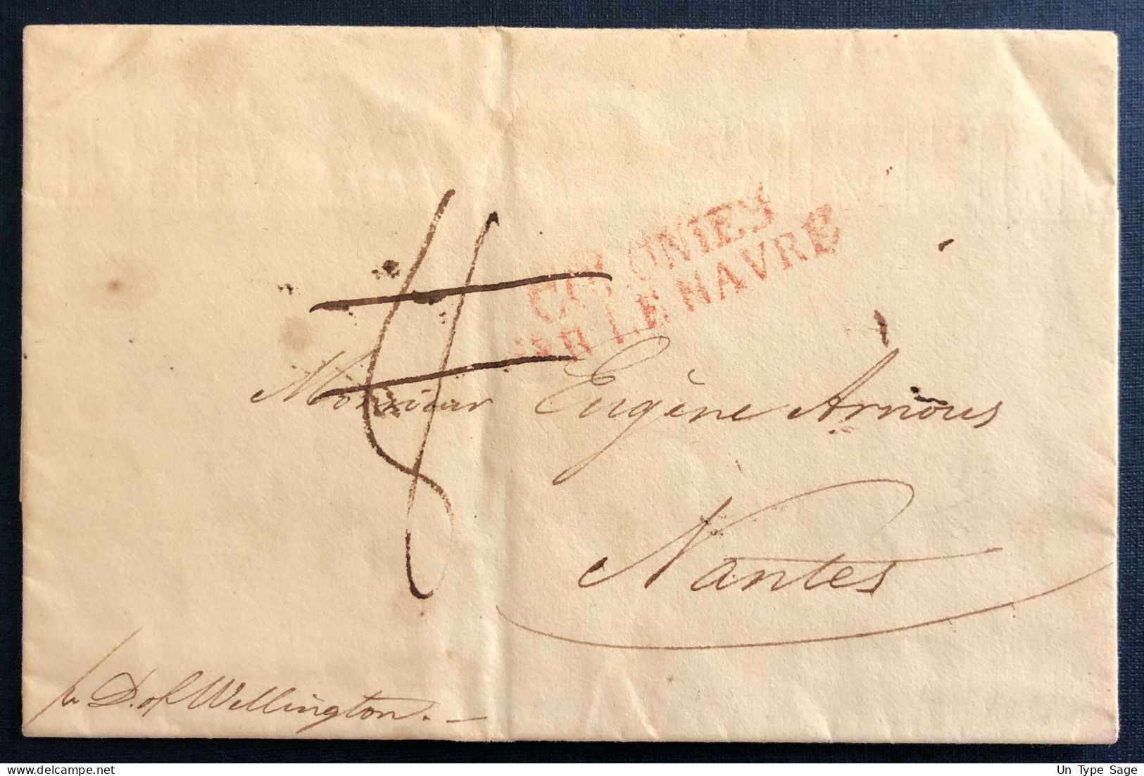 France Griffe COLONIES PAR LE HAVRE Sur Lettre De NEW YORK 1.11.1820 - (B3685) - Entry Postmarks