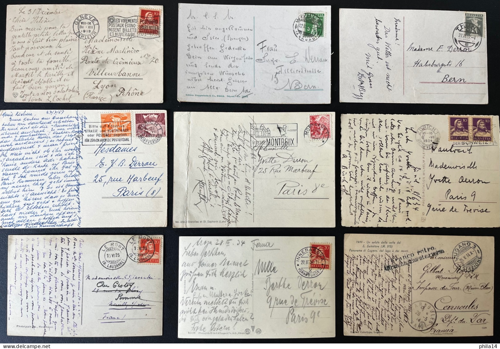 LOT DE 9 CARTES POSTALES SUISSE / THUN ZURICH WOHLEN LUGANOAROSA MONTREUX ... LOT 2 - Wohlen