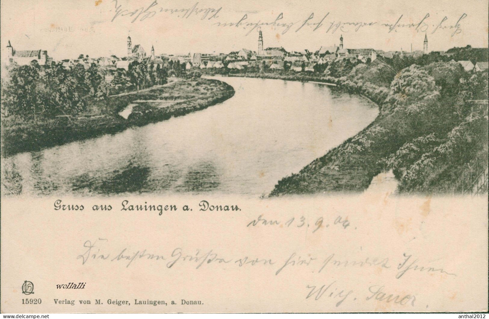 Rar Litho Blick Auf Lauingen Do. Türme 13.9.1906 Wohnhäuser Donau Verlag M. Geiger - Lauingen