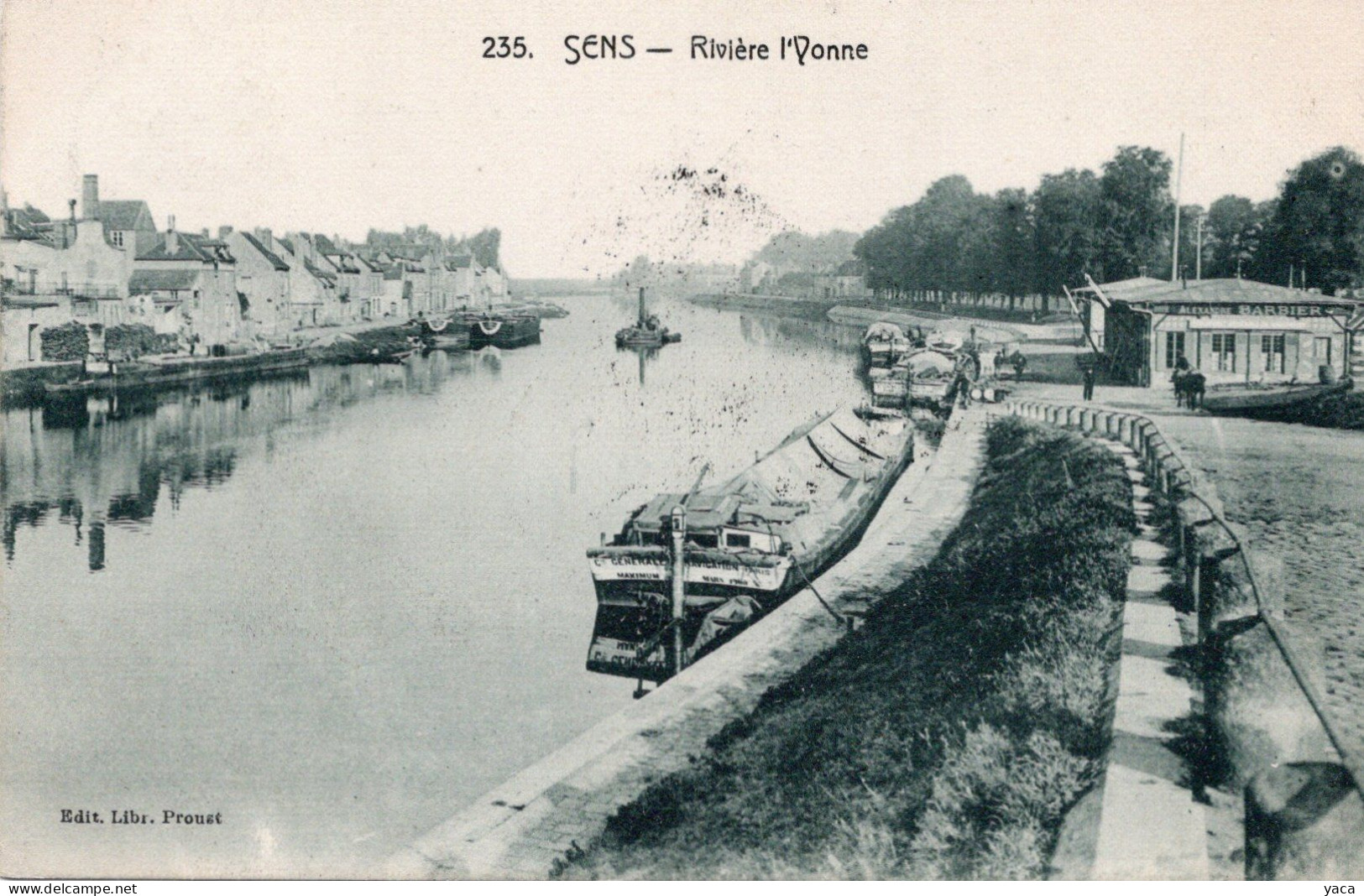 Sens Rivière L' Yonne   -   Péniche " Compagnie Générale De Navigation "  A Barbier   Bâteau - Péniches