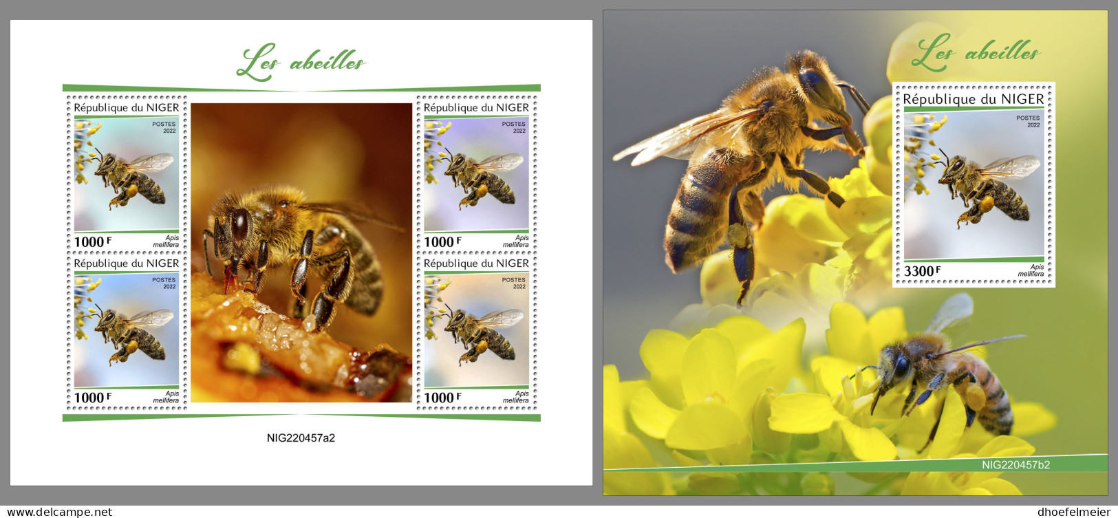 NIGER 2022 MNH Bees Bienen Abeilles M/S+S/S - OFFICIAL ISSUE - DHQ2322 - Abeilles