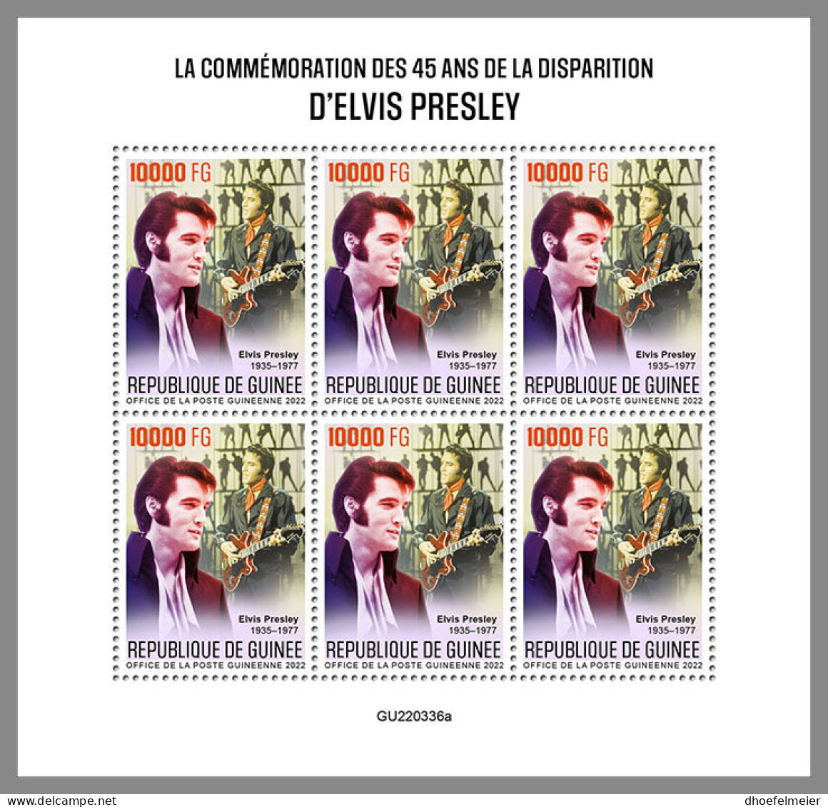 GUINEA REP. 2022 MNH Elvis Presley M/S - OFFICIAL ISSUE - DHQ2322 - Elvis Presley