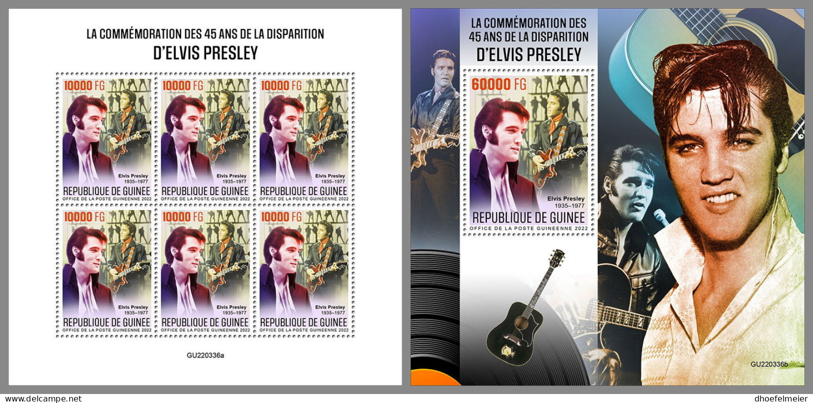 GUINEA REP. 2022 MNH Elvis Presley M/S+S/S - OFFICIAL ISSUE - DHQ2322 - Elvis Presley