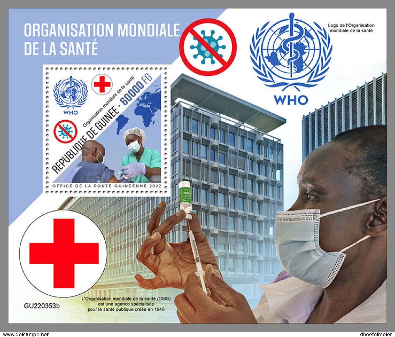 GUINEA REP. 2022 MNH WHO World Health Organisation Weltgesundheitsorganisation S/S - OFFICIAL ISSUE - DHQ2322 - WGO