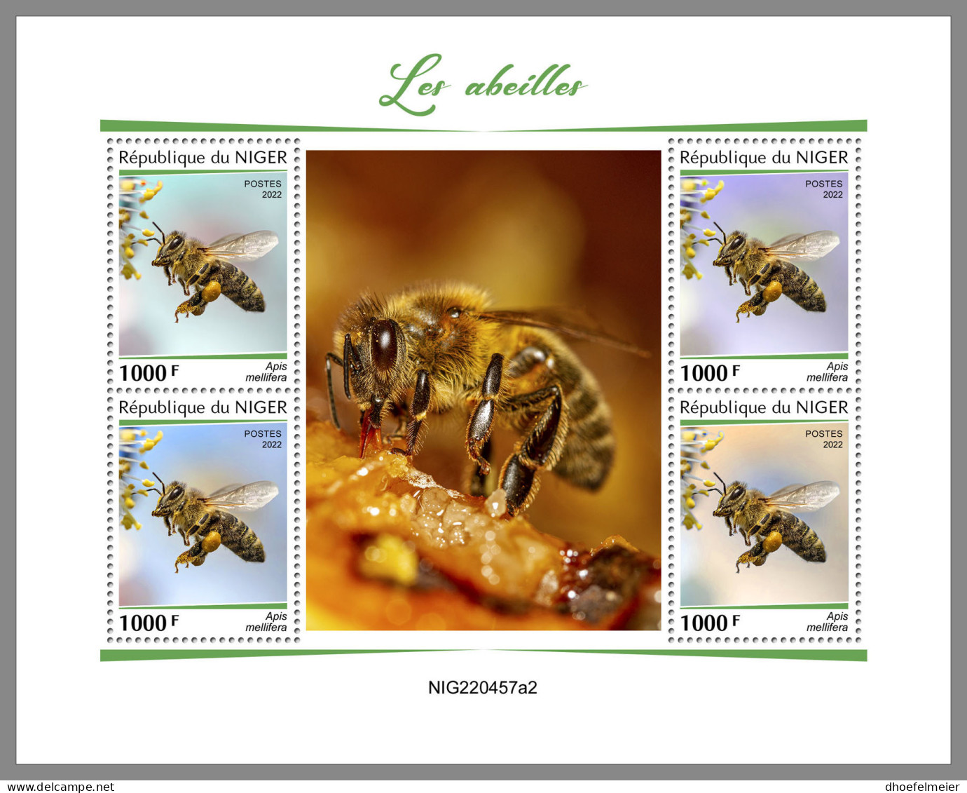 NIGER 2022 MNH Bees Bienen Abeilles M/S - IMPERFORATED - DHQ2322 - Abeilles