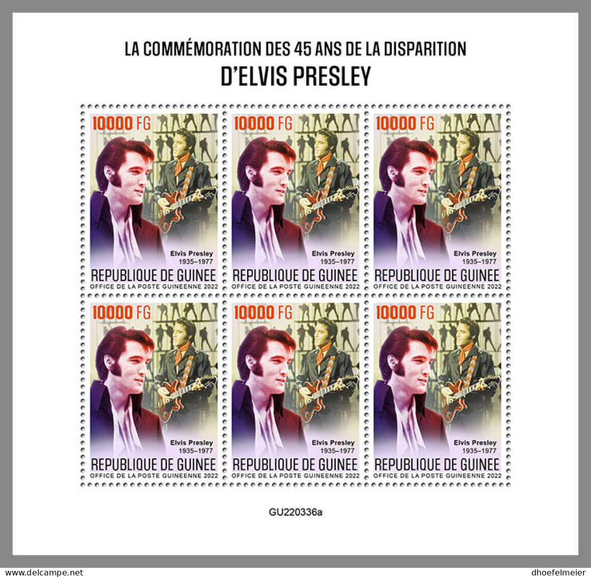 GUINEA REP. 2022 MNH Elvis Presley M/S - IMPERFORATED - DHQ2322 - Elvis Presley