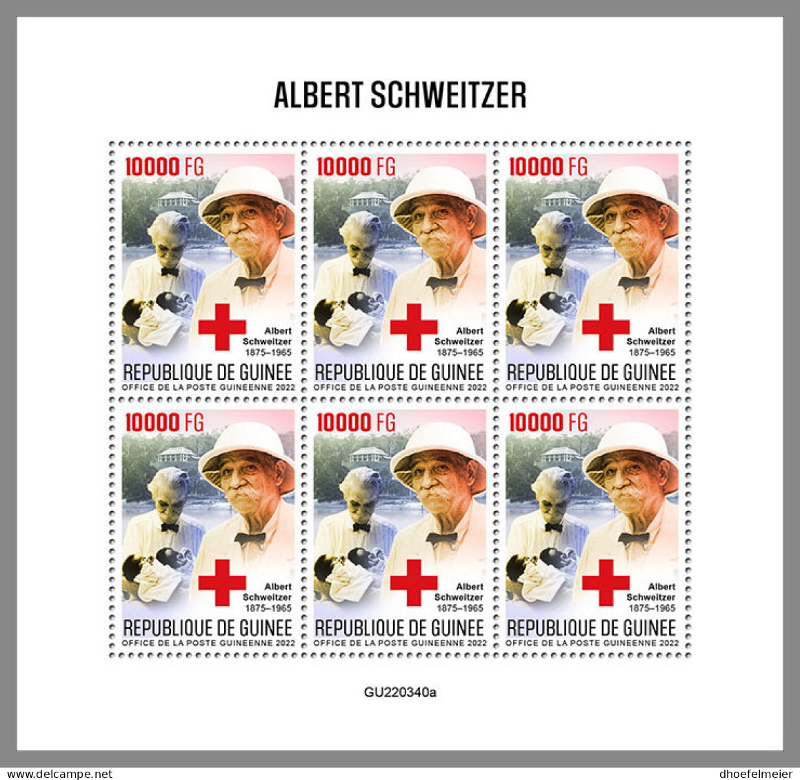 GUINEA REP. 2022 MNH Albert Schweitzer Red Cross Rotes Kreuz Croix Rouge M/S - IMPERFORATED - DHQ2322 - Albert Schweitzer