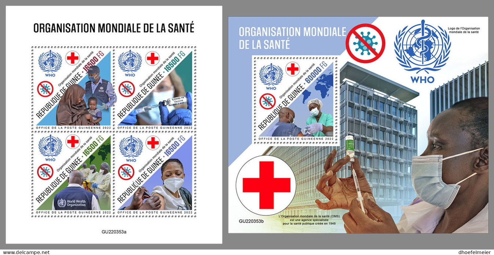 GUINEA REP. 2022 MNH WHO World Health Organisation Weltgesundheitsorganisation M/S+S/S - IMPERFORATED - DHQ2322 - WGO