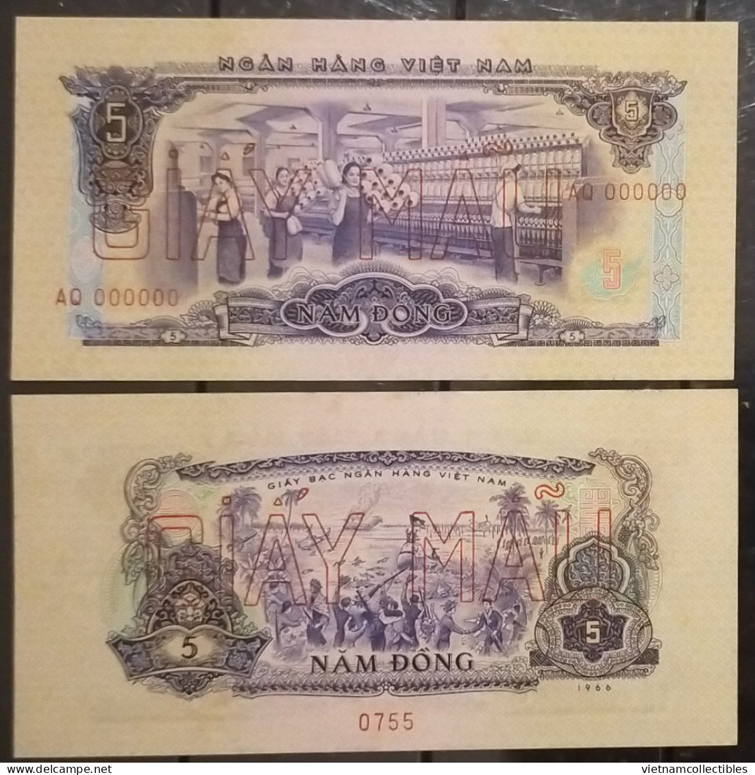 Vietnam Viet Nam South 5 Dong UNC Specimen Banknote Note Billet 1966 (using In 1975) - Pick # 42  - Viêt-Nam