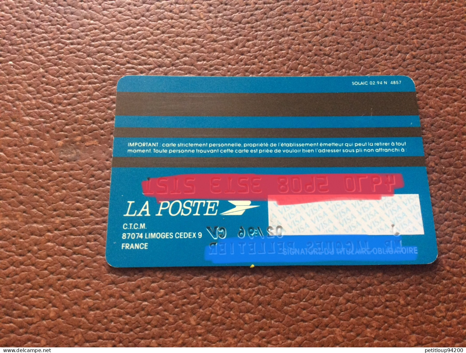 CARTE BANCAIRE  La Poste  VISA - Disposable Credit Card