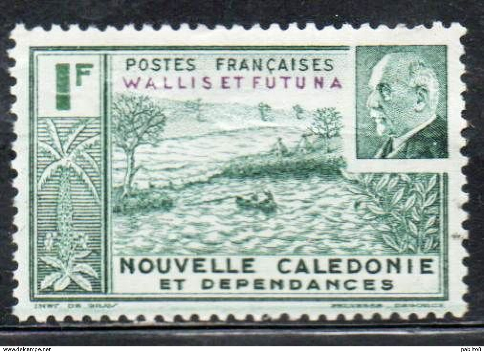 WALLIS AND FUTUNA ISLANDS 1941 NEW CALEDONIA OVERPRINTED PETAIN ISSUE 1.00fr MH - Nuovi