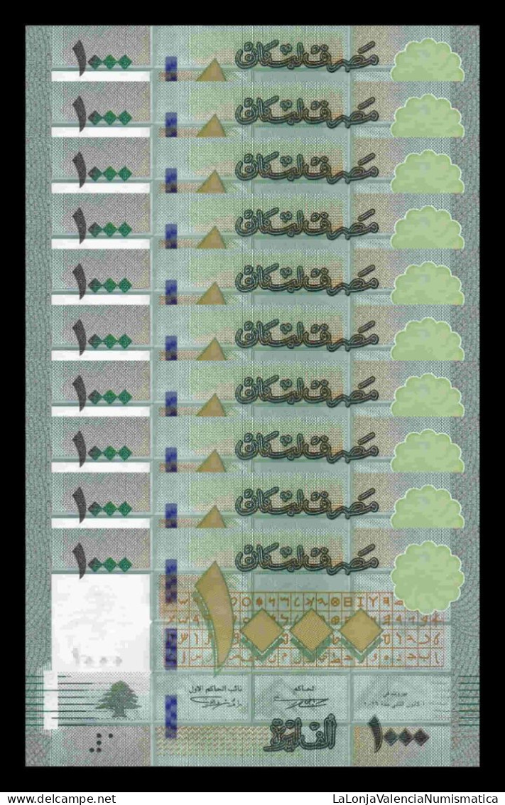 Libano Lebanon Lot Bundle 100 Banknotes 1000 Livres 2016 Pick 90c Sc Unc - Liban