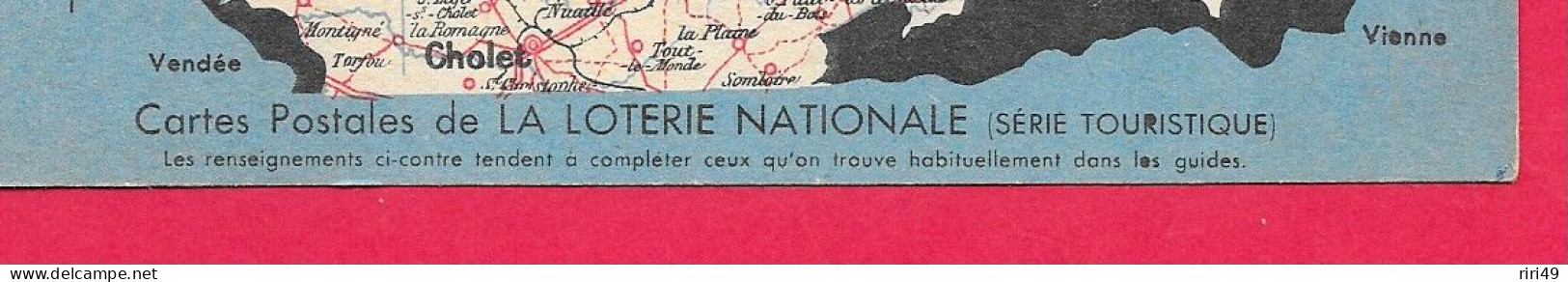 Cpsm  Maine Et Loire, Carte Postale De La Loterie Nationale, Maine Et Loire 3 Scannes, Carte Géographique - Pays De La Loire