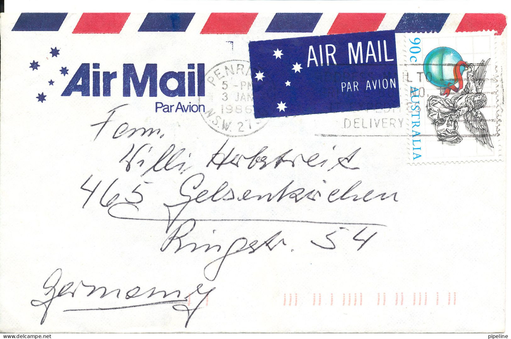 Australia Air Mail Cover Sent To Germany Penrith 3-1-1967 Single Franked - Briefe U. Dokumente