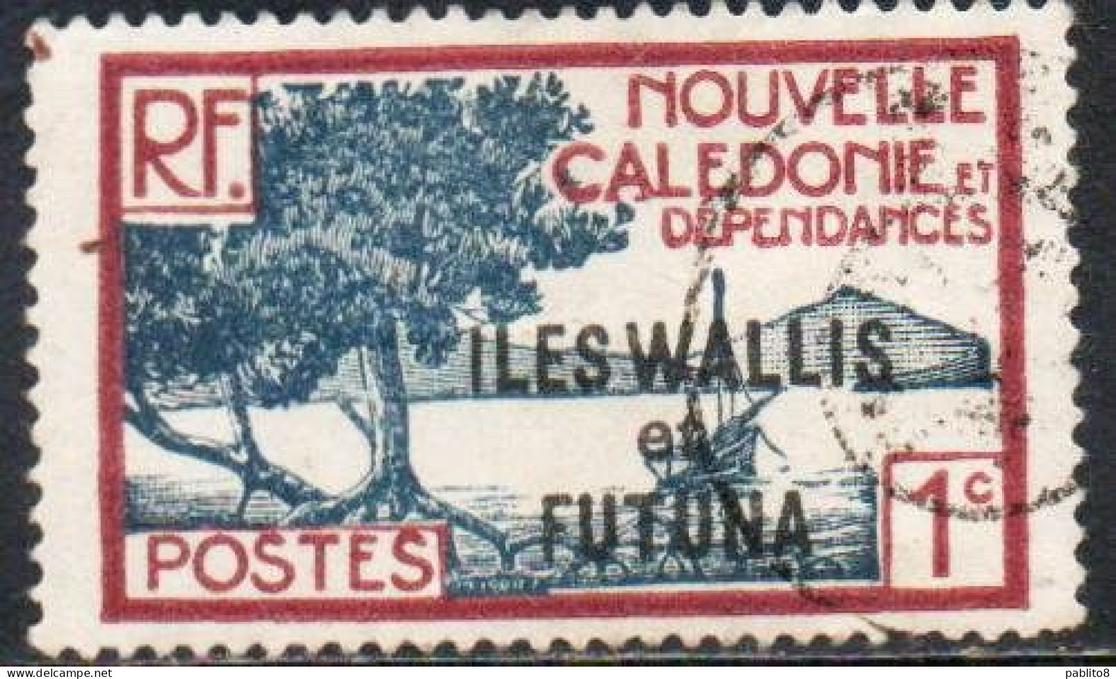 WALLIS AND FUTUNA ISLANDS 1930 1940 BAY OF PALETUVIERS POINT OVERPRINTED 1c USED USATO OBLITERE' - Gebruikt