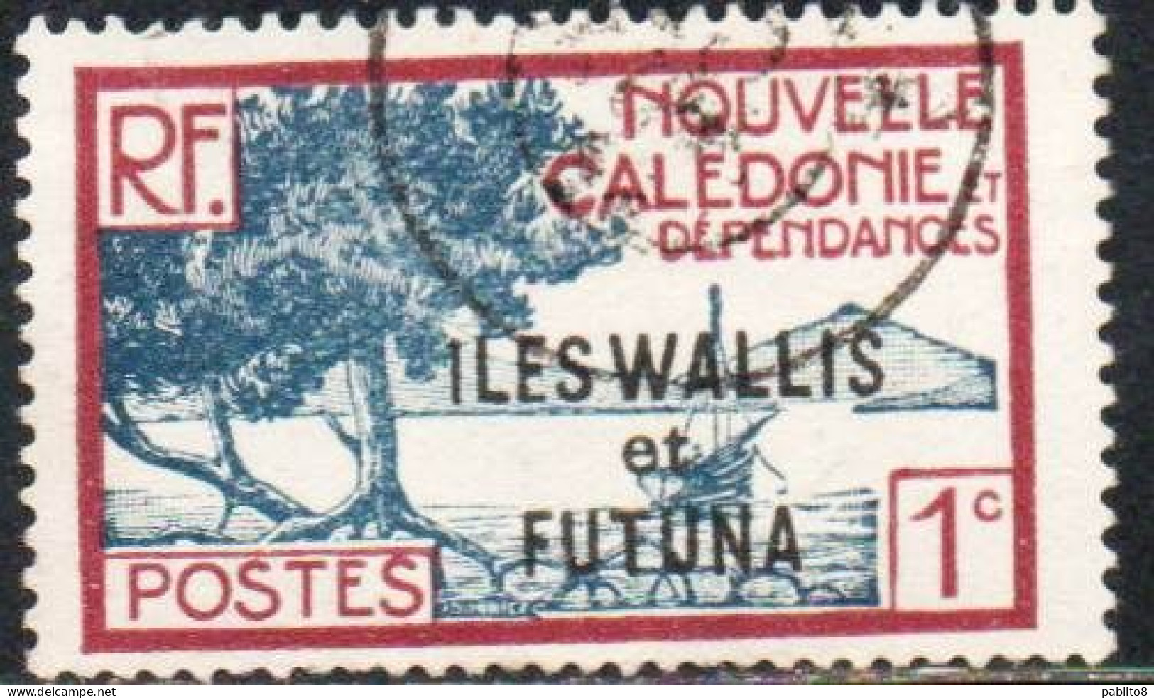 WALLIS AND FUTUNA ISLANDS 1930 1940 BAY OF PALETUVIERS POINT OVERPRINTED 1c USED USATO OBLITERE' - Gebraucht