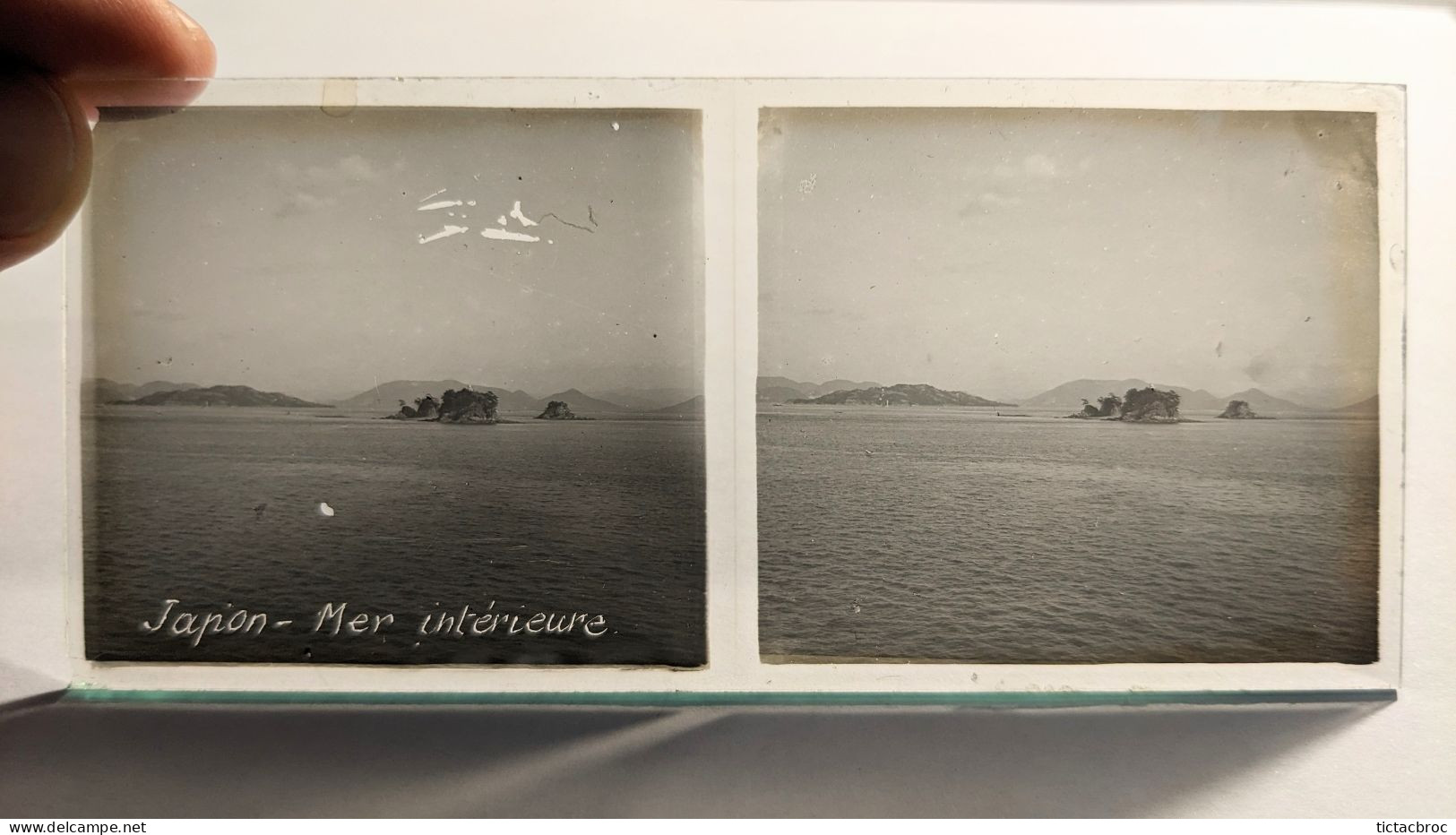 Photographie Stéréoscopique Plaque De Verre Japon Mer Intérieure Début XXème - Diapositivas De Vidrio
