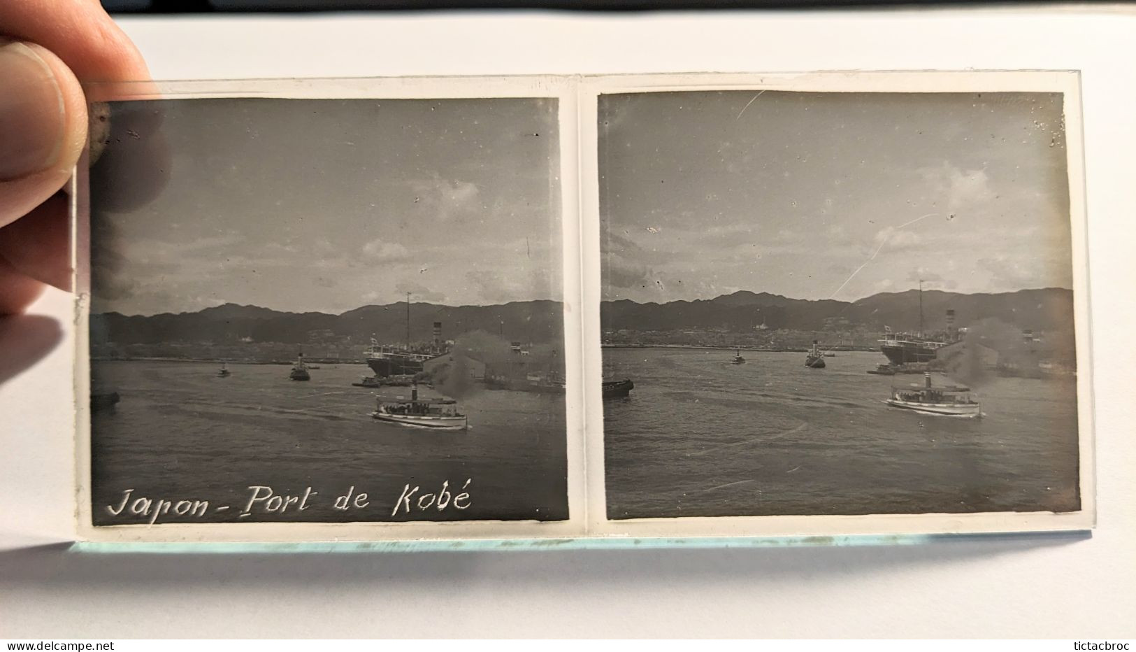 Photographie Stéréoscopique Plaque De Verre Japon Port De Kobé Début XXème - Glasplaten