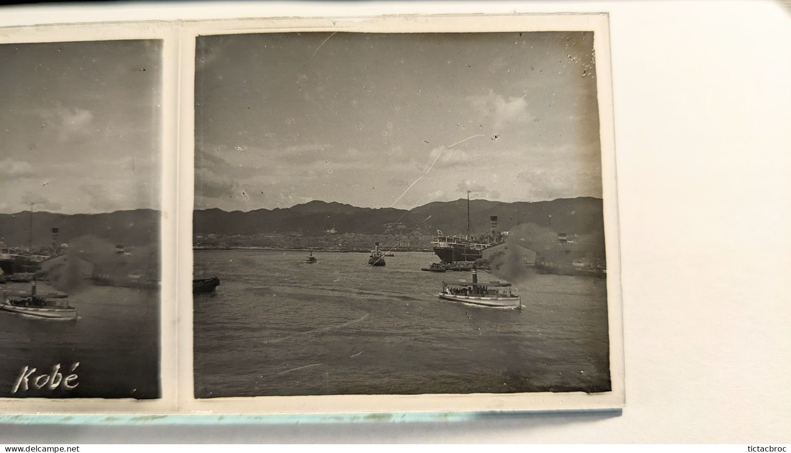 Photographie Stéréoscopique Plaque De Verre Japon Port De Kobé Début XXème - Diapositivas De Vidrio