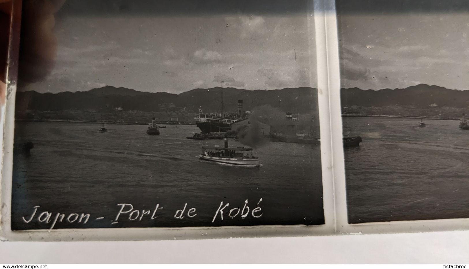 Photographie Stéréoscopique Plaque De Verre Japon Port De Kobé Début XXème - Diapositivas De Vidrio
