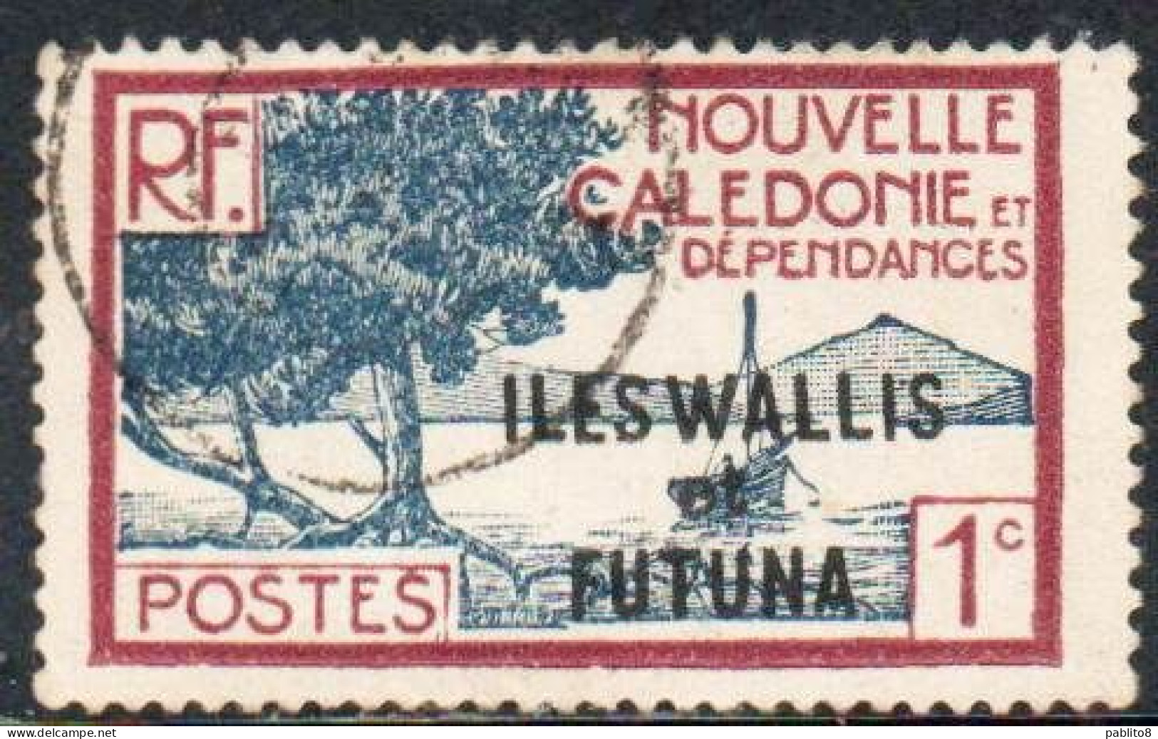 WALLIS AND FUTUNA ISLANDS 1930 1940 BAY OF PALETUVIERS POINT OVERPRINTED 1c USED USATO OBLITERE' - Nuovi