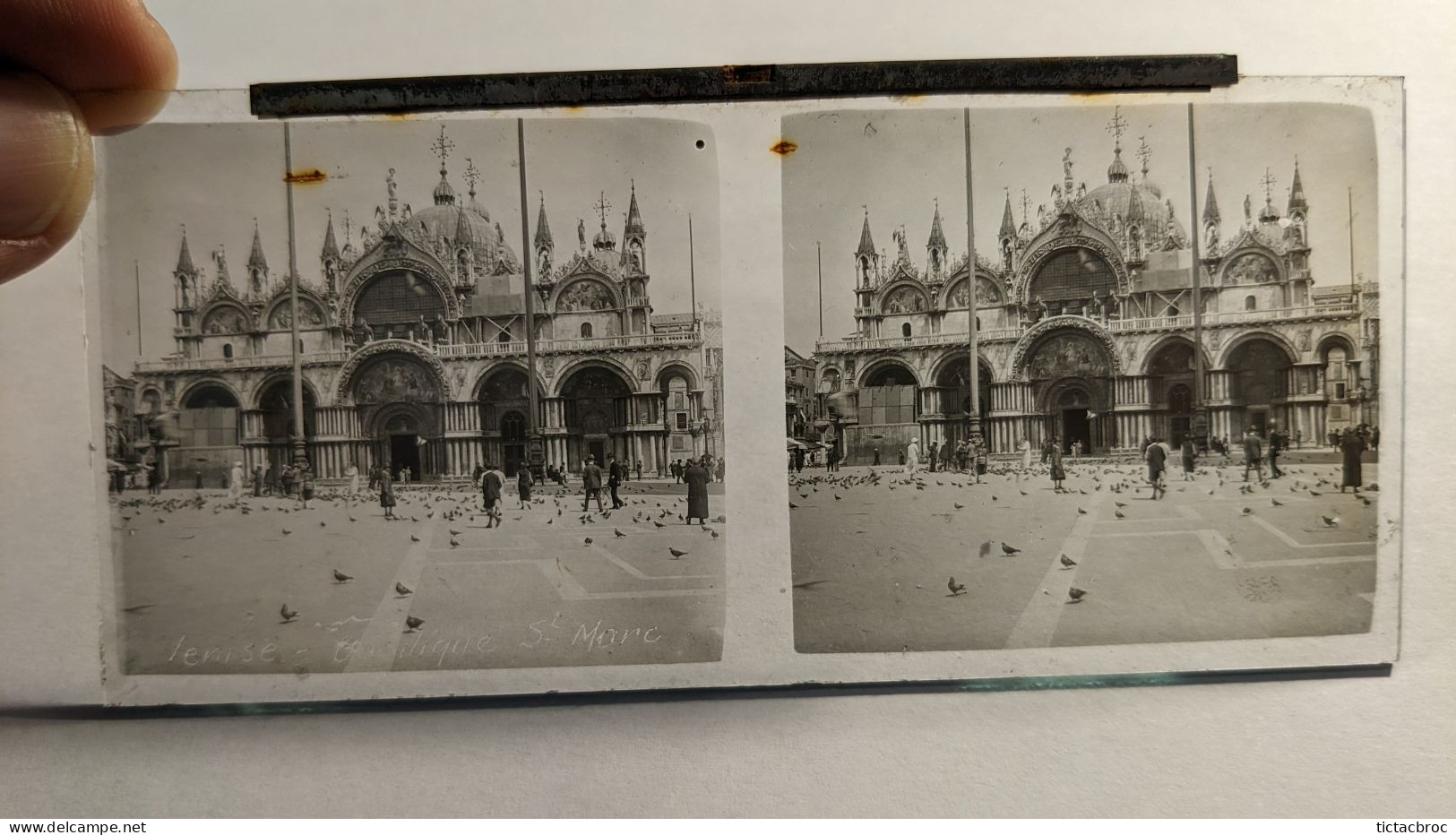 Photographie Stéréoscopique Plaque De Verre Venise Italie Basilique Saint-Marc Début XXème - Glass Slides