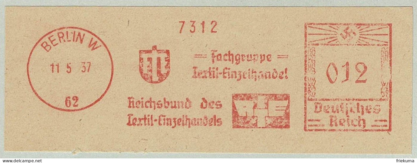 Deutsches Reich 1937, Freistempel / EMA / Meterstamp Textil Einzelhandel Berlin - Textile