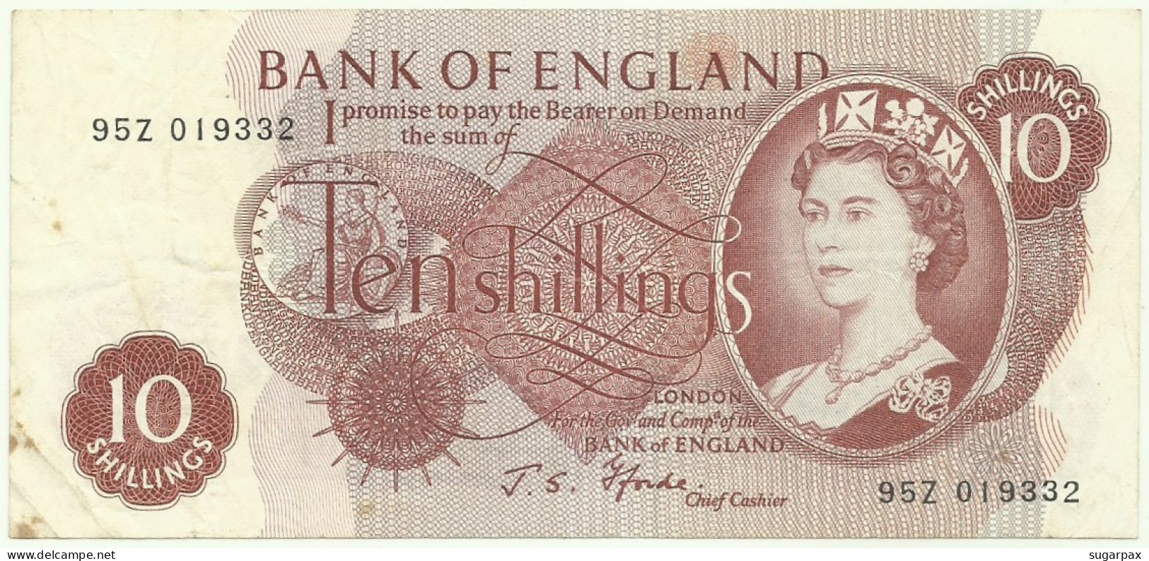 Great Britain - 10 Shillings - ND ( 1966 - 1970 ) - Pick 373.c - Serie 95Z - England, United Kingdom - 10 Schillings