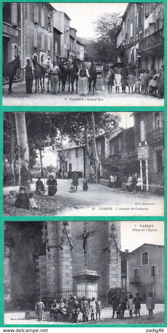 VABRES - 3 CPA - GRAND' RUE - L'AVENUE DE CAMARES - PLACE DE L'EGLISE - Vabres