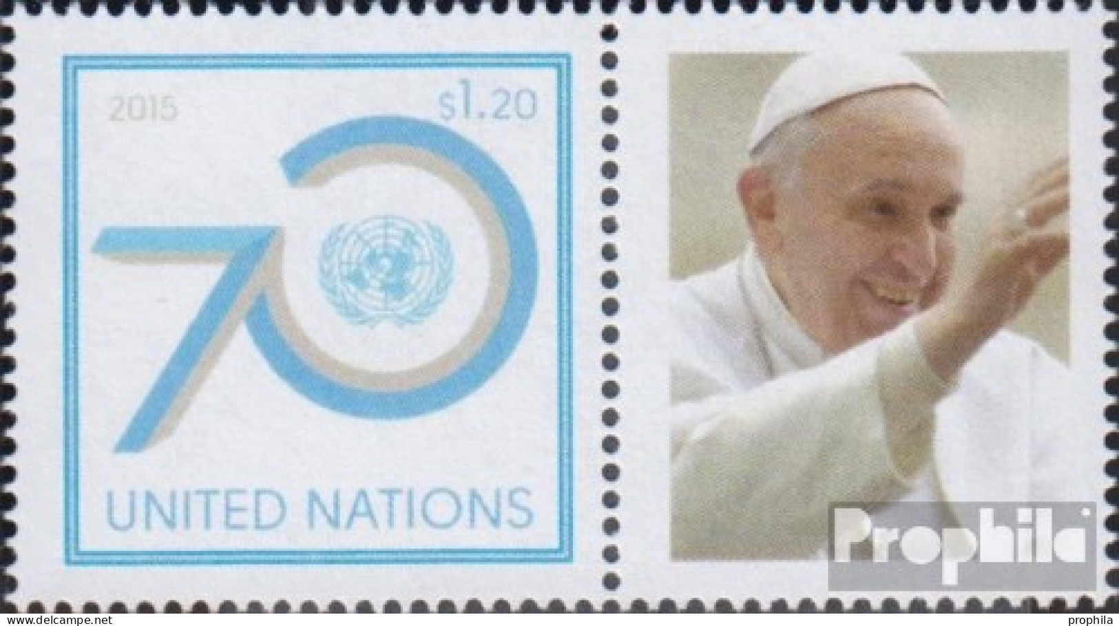 UNO - New York 1491Zf Mit Zierfeld (kompl.Ausg.) Postfrisch 2015 Besuch Papst Franziskus - Nuovi