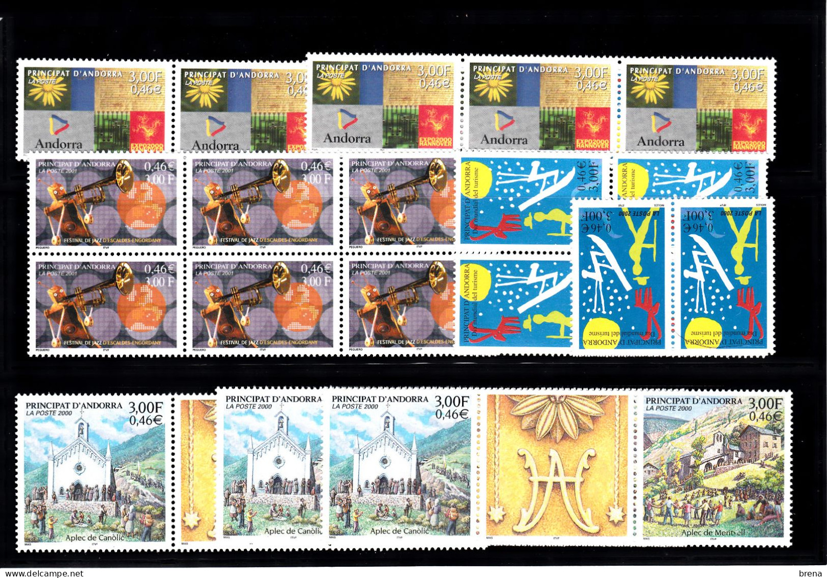 ANDORRE LOT DE TIMBRES NEUFS XX  33 % VALEUR FACIALE POUR STOCK OU AFFRANCHISSEMENT - Verzamelingen