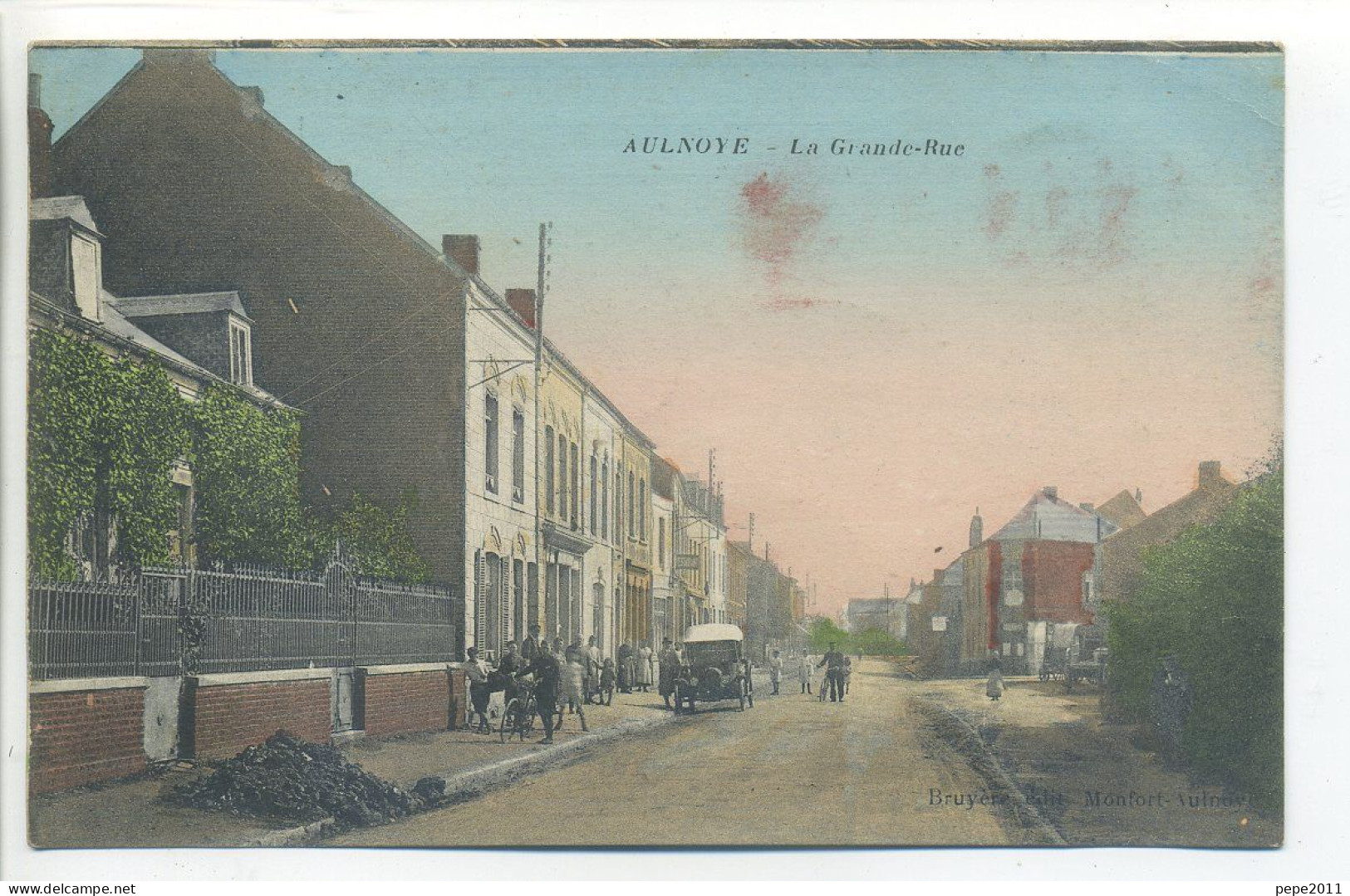 CPA 59 AULNOYE - La Grande Rue - Animation Voiture Années 20 - Vue Peu Commune - Aulnoye