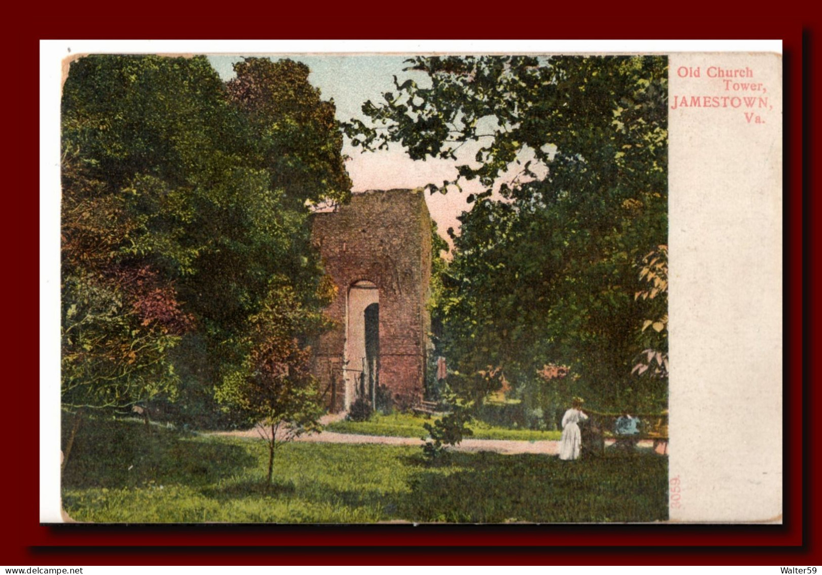 1907 USA United States Postcard Old Church Town Jamestown Sent Norfolk 2scans - Marcofilia
