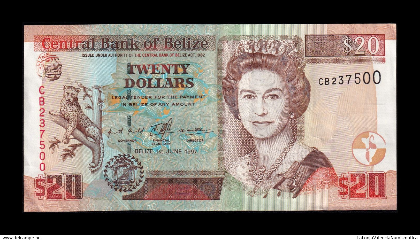 Belice Belize 20 Dólares Elizabeth II 1997 Pick 63a Mbc+ Vf+ - Belice